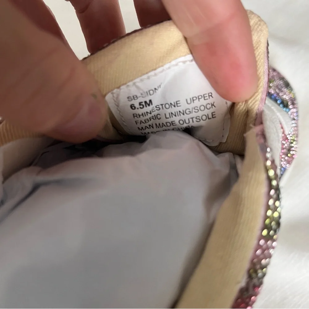 Betsey Johnson Sidny rhinestone floral Pink and Silver Sneakers 6.5 - Picture 8 of 10